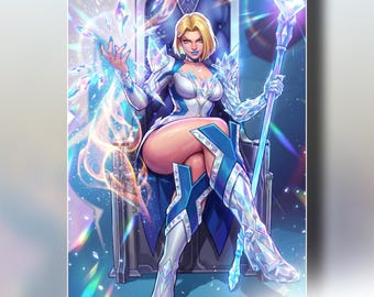 Emma Frost Art Print, Marvel Rivals Poster, X-Men Wall Art, White Queen Comic Illustration, Gamer Room Decor, Mutant Gaming Gift