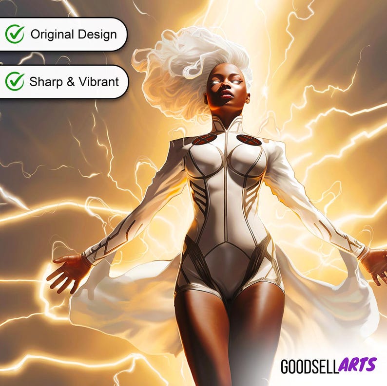 Storm Art Print | X-Men Wall Art | Marvel Rivals Poster | Ororo Munroe Print | X-Men 97 Fan Gift | Mutant Decor | Superhero Wall Art bild 3