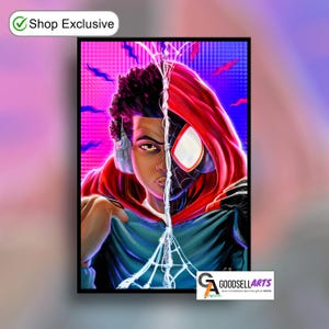 Miles Morales Poster Print | Spider-Man art print | Spider-Verse wall art | Miles Morales Gift | Miles Spiderman | Game room decor
