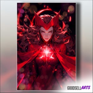 Scarlet Witch Poster | "No more mutants." | Wandavision | Avengers Wanda Art | Marvel MCU poster | Wanda Maximoff Poster | Game room decor image 1