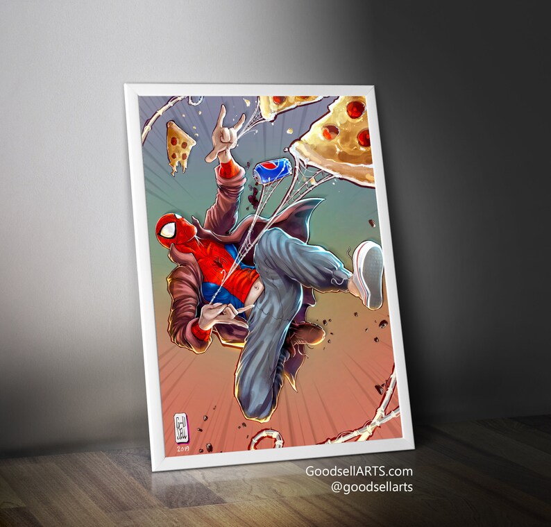 Póster de Spiderman Spiderverse / Póster de Peter B. Parker / Arte mural de Marvel / Impresión de Spider Verse / Regalos de Marvel para hombres / Impresión artística de Peter Parker imagen 5