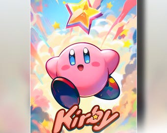 Kirby Poster, Nintendo Wall Art Print, Game Room Decor, Kirby Dream Land Video Game poster, Gamer gift for kids nintendo fans & collectors