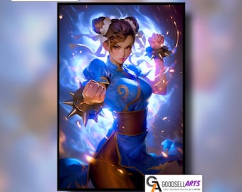 Chun-Li Street Fighter Poster| SF6 wall art video game decor, Retro arcade poster, Capcom Fighting game gift for gamers and arcade fans