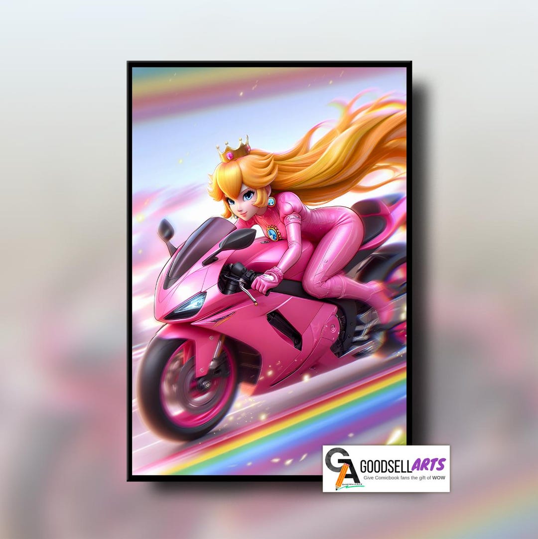 ピーチ姫のバイクポスター、マリオカートのウォールアート、ビデオ