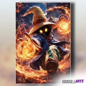 Final Fantasy 9 Vivi Poster | Black Mage JRPG Wall Art, Gamer Room Decor