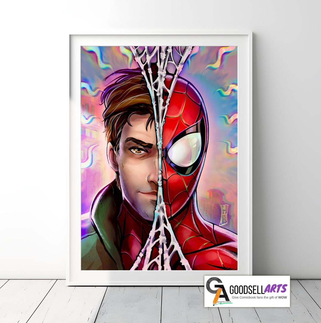 Spiderman Art Print Spiderverse Poster Peter Parker Spiderman Wall Art ...