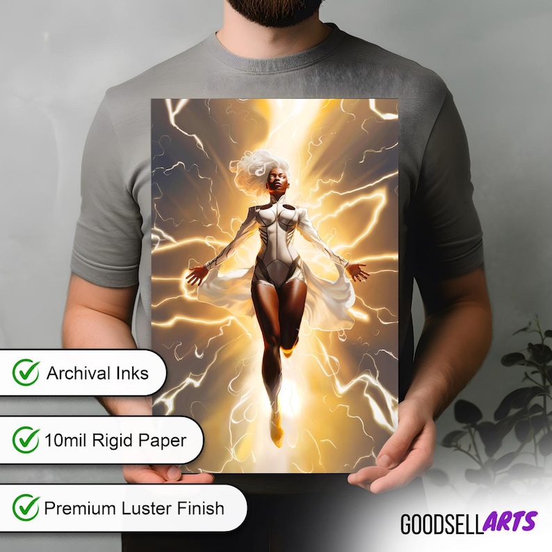 Storm Art Print | X-Men Wall Art | Marvel Rivals Poster | Ororo Munroe Print | X-Men 97 Fan Gift | Mutant Decor | Superhero Wall Art bild 4