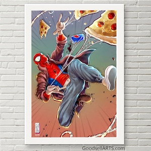 Póster de Spiderman Spiderverse / Póster de Peter B. Parker / Arte mural de Marvel / Impresión de Spider Verse / Regalos de Marvel para hombres / Impresión artística de Peter Parker imagen 1
