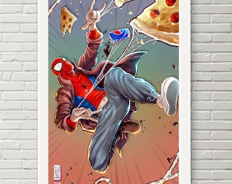 Póster de Spiderman Spiderverse / Póster de Peter B. Parker / Arte mural de Marvel / Impresión de Spider Verse / Regalos de Marvel para hombres / Impresión artística de Peter Parker