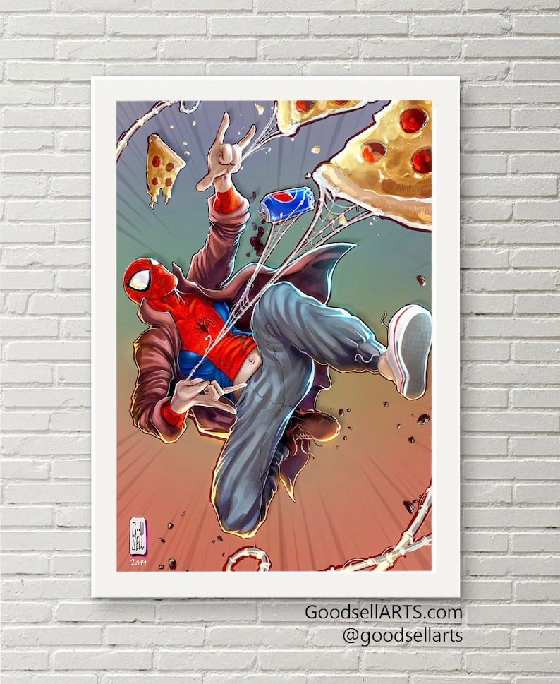 Póster de Spiderman Spiderverse / Póster de Peter B. Parker / Arte mural de Marvel / Impresión de Spider Verse / Regalos de Marvel para hombres / Impresión artística de Peter Parker imagen 1
