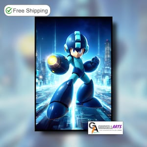 ロックマン ポスター | ロックマン アートプリント | ビデオゲーム ウォールアート | ゲームルーム デコレーション | ロックマン ビデオゲーム デコレーション | 任天堂 ロックマン ギフト