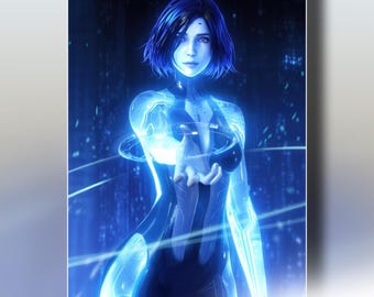 Cortana Halo Poster | Halo Gaming Art | Video Game print | Master Chief Gift | Xbox Wall Art | Gamer Room Decor | Halo Gift for Him