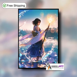 Yuna Final Fantasy Poster | FFX Video Game | Final Fantasy Prints | Yuna art print Final Fantasy RPG gift | Large poster | Gamer Room decor