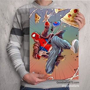 Póster de Spiderman Spiderverse / Póster de Peter B. Parker / Arte mural de Marvel / Impresión de Spider Verse / Regalos de Marvel para hombres / Impresión artística de Peter Parker imagen 2