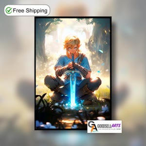 Link Poster, Legend of Zelda Wand Kunst Druck, Link Kunstdruck, Gamer Geschenk für Nintendo Fans, Spielzimmer Dekor, Breath of the Wild Kunstdruck