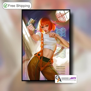 Fifth Element Leeloo Poster | &quot;Multi-Pass.&quot; Fifth element Movie gift | Leeloo Fifth Element art print | Sci Fi Gift Game room decor