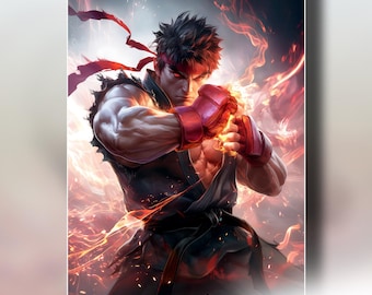 Evil Ryu Street Fighter Poster | Ryu Wall Art | SF6 Poster | Ryu