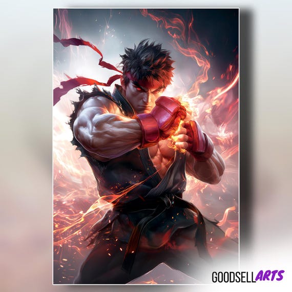 Evil Ryu Street Fighter Poster | Ryu Wall Art | SF6 Poster | Ryu