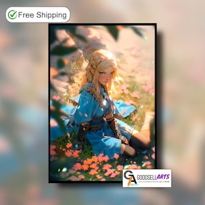 Prinzessin Zelda Poster Druck, Legende von Zelda Kunst, Zelda Wand Kunst Druck, Gamer Raum Dekor, Zelda fan Geschenk, Nintendo Breath of the wild Plakat