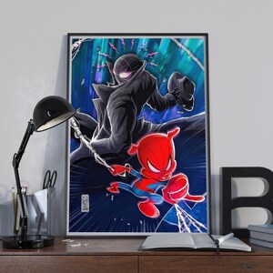 SPIDERMAN Noir Spider Ham POSTER / Into the Spider Verse Marvel Wall Art Print Marvel Gifts for Men Miles Morales Superhero Spiderman Art image 4