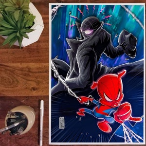 SPIDERMAN Noir Spider Ham POSTER / Into the Spider Verse Marvel Wall Art Print Marvel Gifts for Men Miles Morales Superhero Spiderman Art image 5