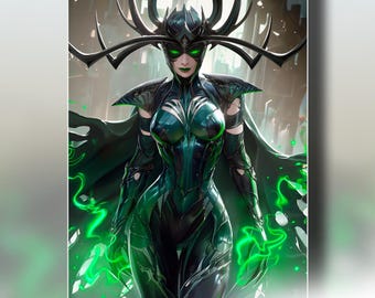 Hela Art Print | Marvel Rivals Poster | Goddess of Death Wall Art | Asgard | Queen of Hel | Thor Marvel Gift | Marvel Comics Decor