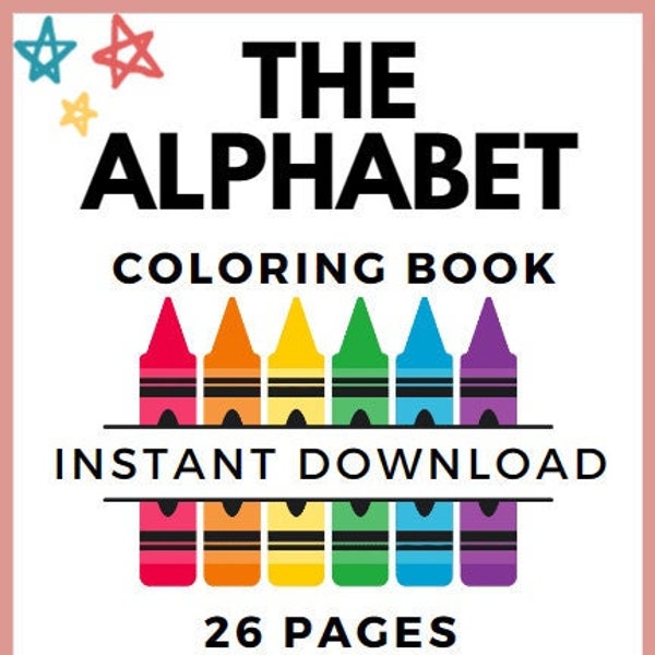 Alphabet Coloring Pages A-Z Digital Download PDF Printable Pages