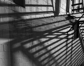 Stairway and Shadows Black and White Architecture Fine Art Photography Wall Hanging