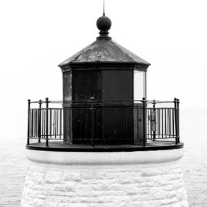 Schloß-Hügel-Leuchtturm In Newport Rhode Island. Wandkunst, Wanddekoration, Leuchtturm, Meerlandschaft, Küste, schwarz, weiß