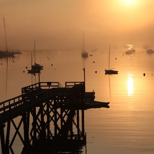 Southwest Harbor Maine Sunrise, Acadia National Park, Dock, Water, Harbor, Sail Boats, Landscape Photography, Nature Photography, Wall Art