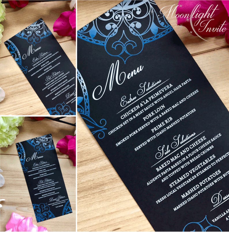 Mandala menu cards wedding Indian henna heart design moroccan | Etsy