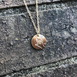 Sign Language Necklace * ASL Necklace Jewelry Christmas Gift * Hand Stamped I Love You Necklace * Sister Daughter Gift * Valentines Day Gift