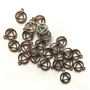 AA Charms Silver Gold Copper Bronze - Alcoholics Anonymous AA Beads Pendants - Sobriety Recovery Jewelry Making Crafting - Sponsor Sponsee