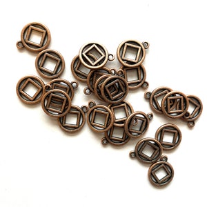 NA Charms Copper Silver Gold Bronze - Narcotics Anonymous NA Beads Pendants - Sobriety Recovery Jewelry Making Crafting - Sponsor Sponsee