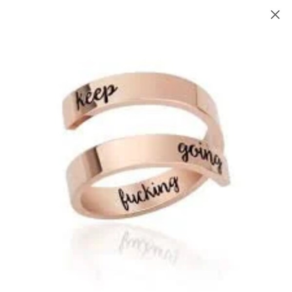 Keep Fucking Going Hidden Message Rose Gold Ring * AA NA Sponsor Sponsee Christmas Gift Present * Sober Anniversary Recovery Gift Jewelry