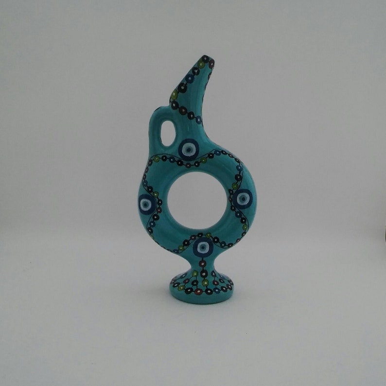 Pottery Pitcher and Caftan Mothers day gift Turquoise Evil Eye Carafe and Caftan Set Mothers Day Set Traditional Set Authentic Jug