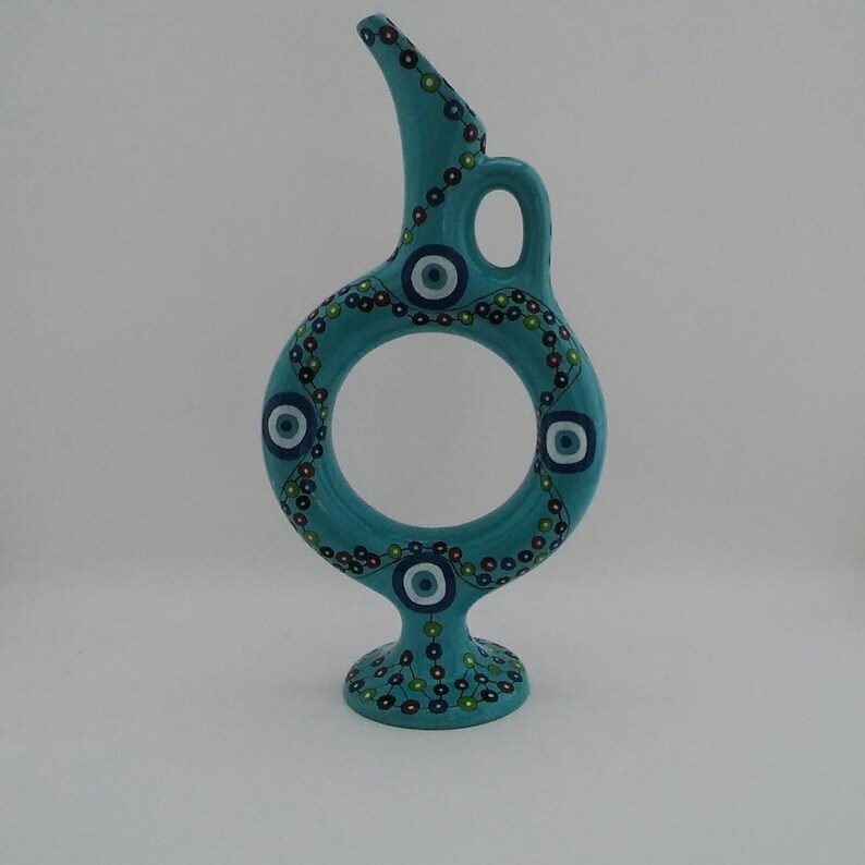 Pottery Pitcher and Caftan Mothers day gift Turquoise Evil Eye Carafe and Caftan Set Mothers Day Set Traditional Set Authentic Jug