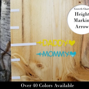 Growth Chart Decals - Skinny Heart Mommy and Daddy - Height Marking Arrows - Growth Chart Arrows - Height Markers - Growth Chart Ruler