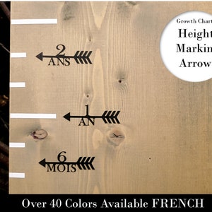 FRENCH Classic Height Marking Growth Chart Arrows | Growth Chart Decals - Height Growth Ruler - Measuring mark- Chart Markers- Canada
