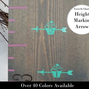 Cupcake Height Marking Arrows for Growth Charts | Growth Chart Decals for Girls - Measuring Markers - Ruler Arrows  - Height Arrows- Decals