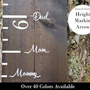Mom and Dad Growth Chart Height Markers | Written Words | Growth Chart Decals | Height Marking Age Arrows - Height Markers