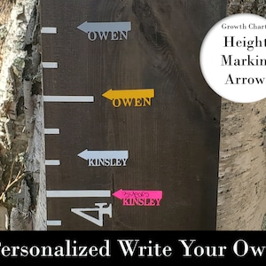 Personalized Write Your Own Growth Chart Decals - Wooden Growth Chart Height Markers, Height Ruler Arrows,