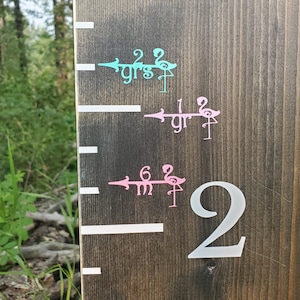 Flamingo Height Marking Arrows for Growth Charts   | Family Decor - Wooden Ruler - Height Ruler - Growth Ruler - Growth Chart Decals