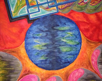 Oil Pastel Drawing and original - Name: Zygote - Size 22" x 28" - Vibrant colours - Abstract