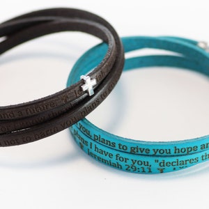 Jeremiah 29:11 Leather Wrap Bracelet, Prayer Bracelet, Christian Jewelry, Inspirational jewelry