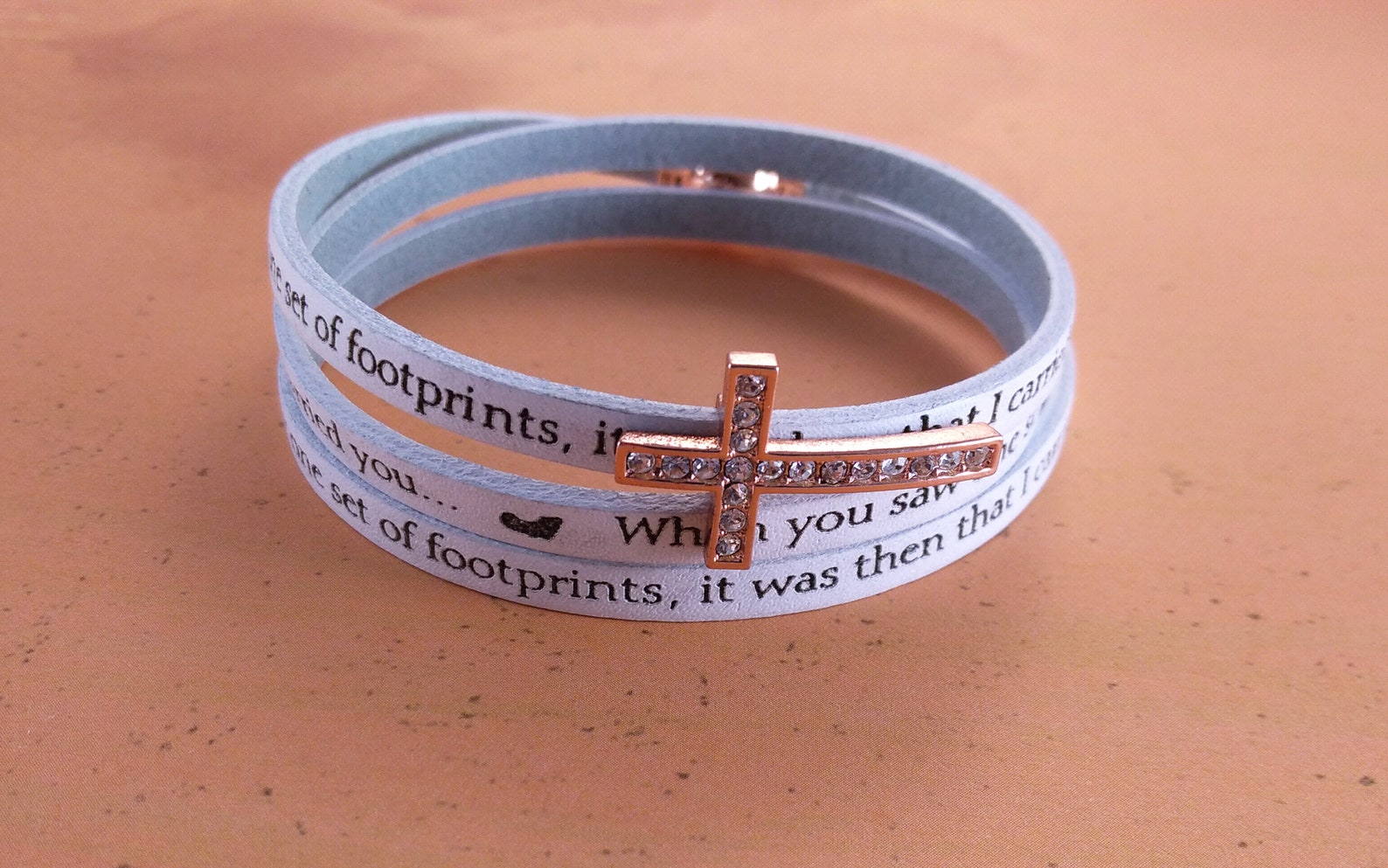 Footprints in the Sand Bracelet Inspirational Leather Wrap Etsy