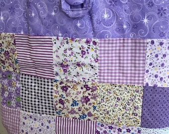 Handmade quilted Purple tote bag