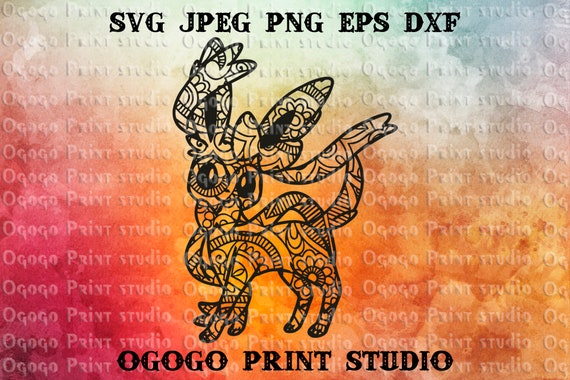 Pokemon svg, Eeveelution Svg, Sylveon Mandala SVG, Zentangle SVG, Paper cutting, Vector, Laser Cut, CNC plasma, Silhouette, Cricut cut files