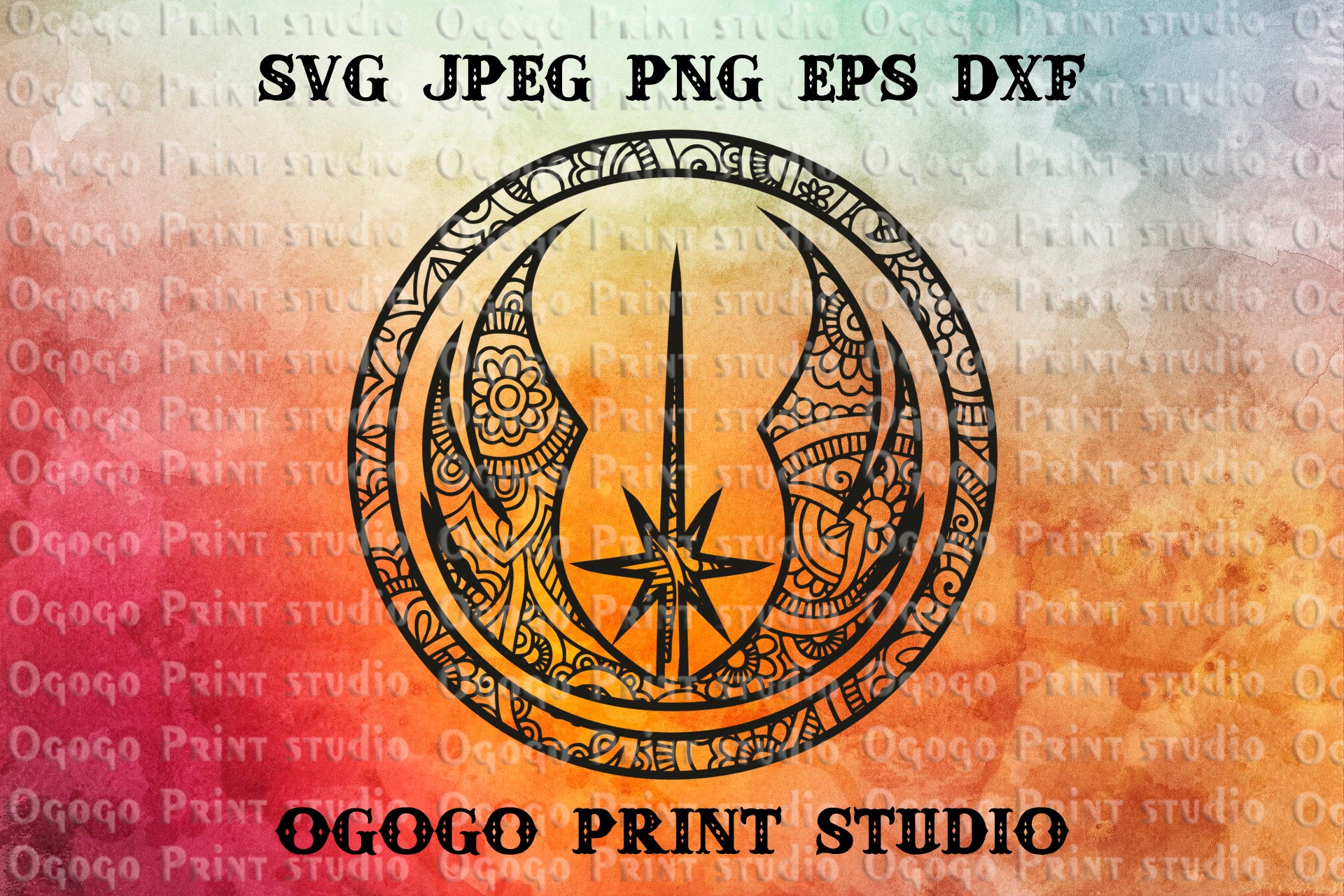 Jedi Order Mandala Svg Star Wars Svg Zentangle Svg Paper Etsy