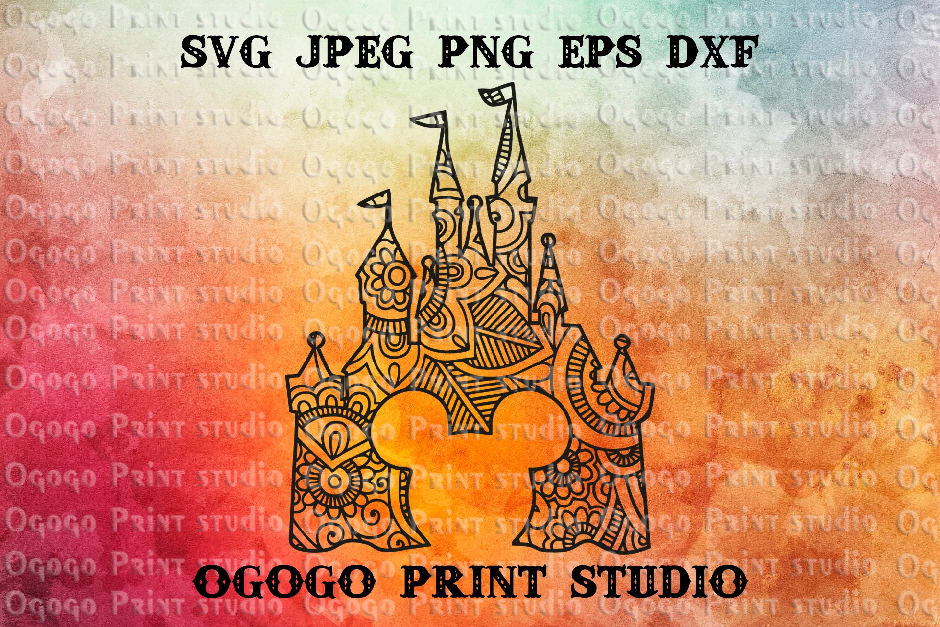 Disney Land Castle Mandala Svg Disney Zentangle SVG Doodle Etsy